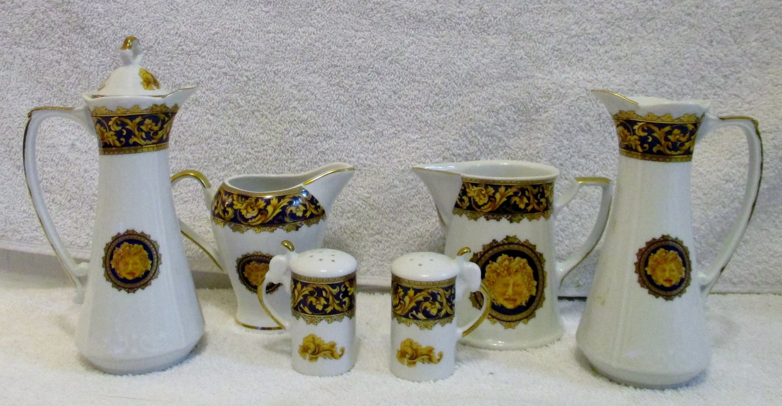 1980s T. Limoges France Depos Porcelain Bacchus Serving Set- 6 Pieces - 12