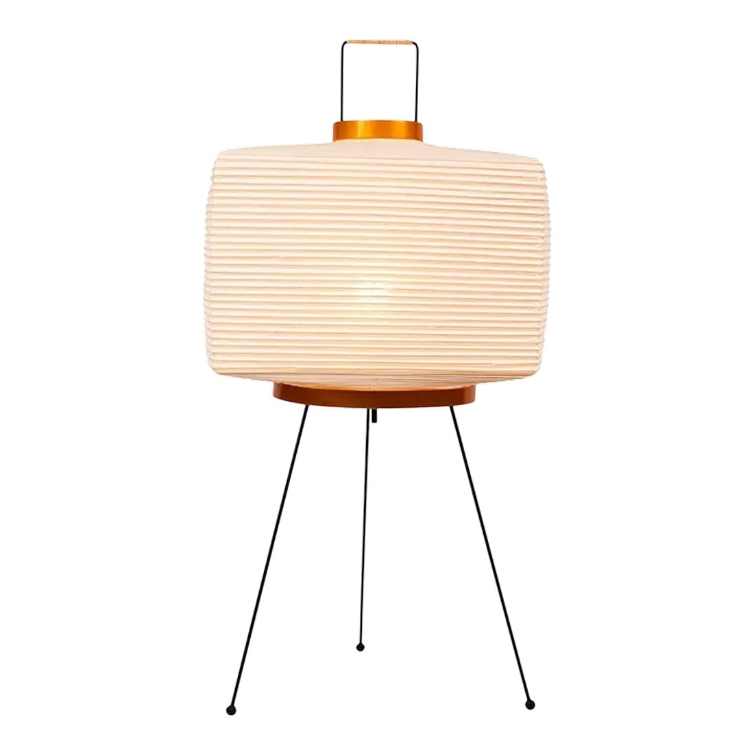 Akari Model 7a Light Sculpture by Isamu Noguchi: Akari model 7A light sculpture by Isamu Noguchii. The shade is made from handmade washi paper, wood and bamboo ribs with authentic Noguchi Akari manufacturer's stamp. Akari light sculptures by Isamu