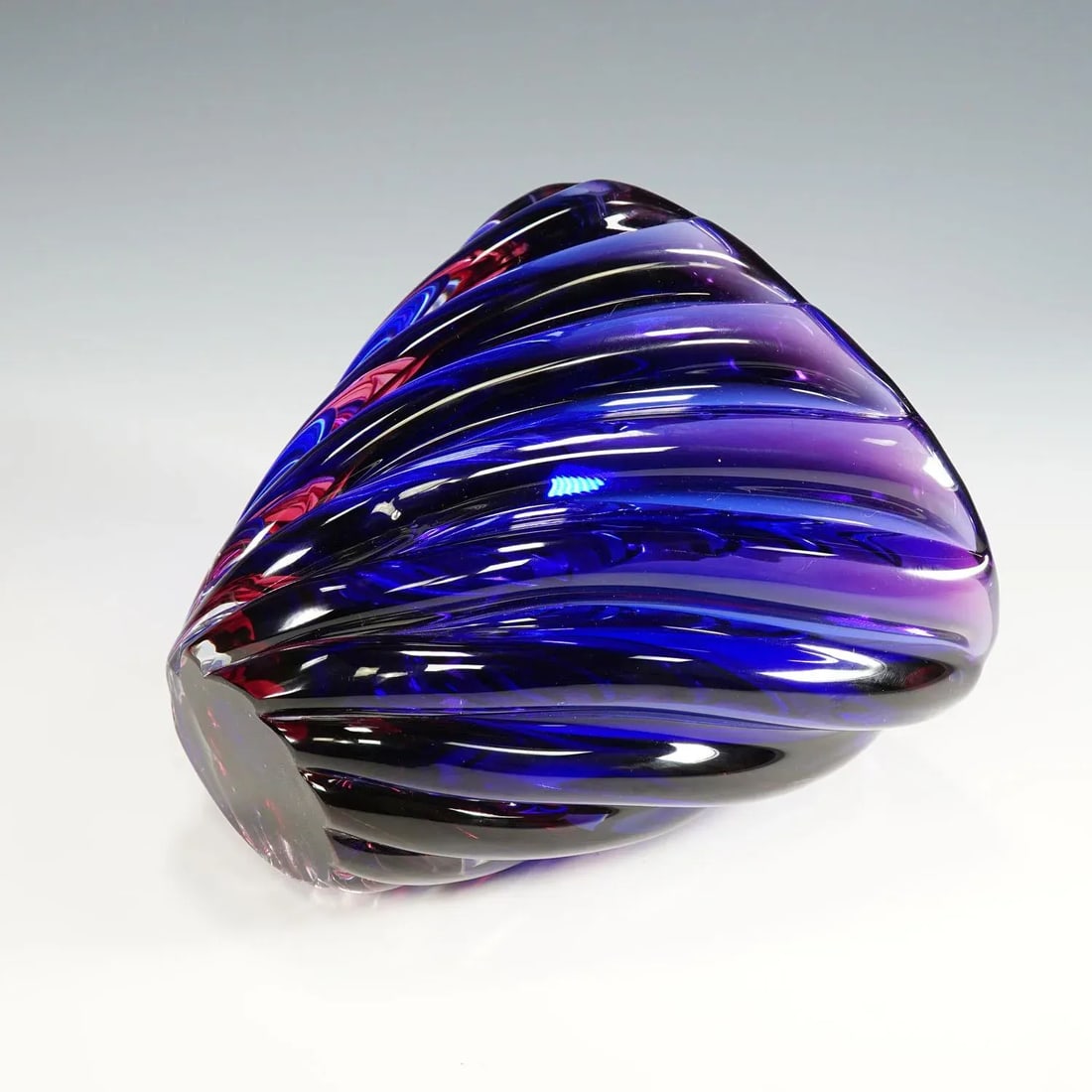 Archimede Seguso Murano Ribbed Sommerso Vase 1950s - 3