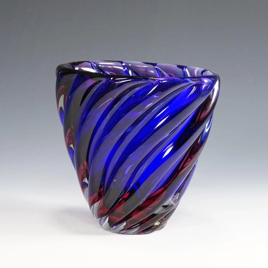 Archimede Seguso Murano Ribbed Sommerso Vase 1950s - 4
