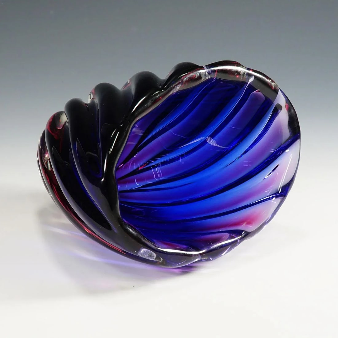 Archimede Seguso Murano Ribbed Sommerso Vase 1950s - 5