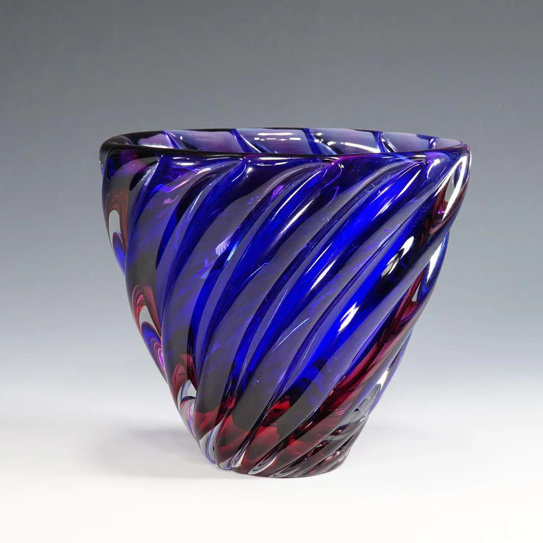Archimede Seguso Murano Ribbed Sommerso Vase 1950s - 6