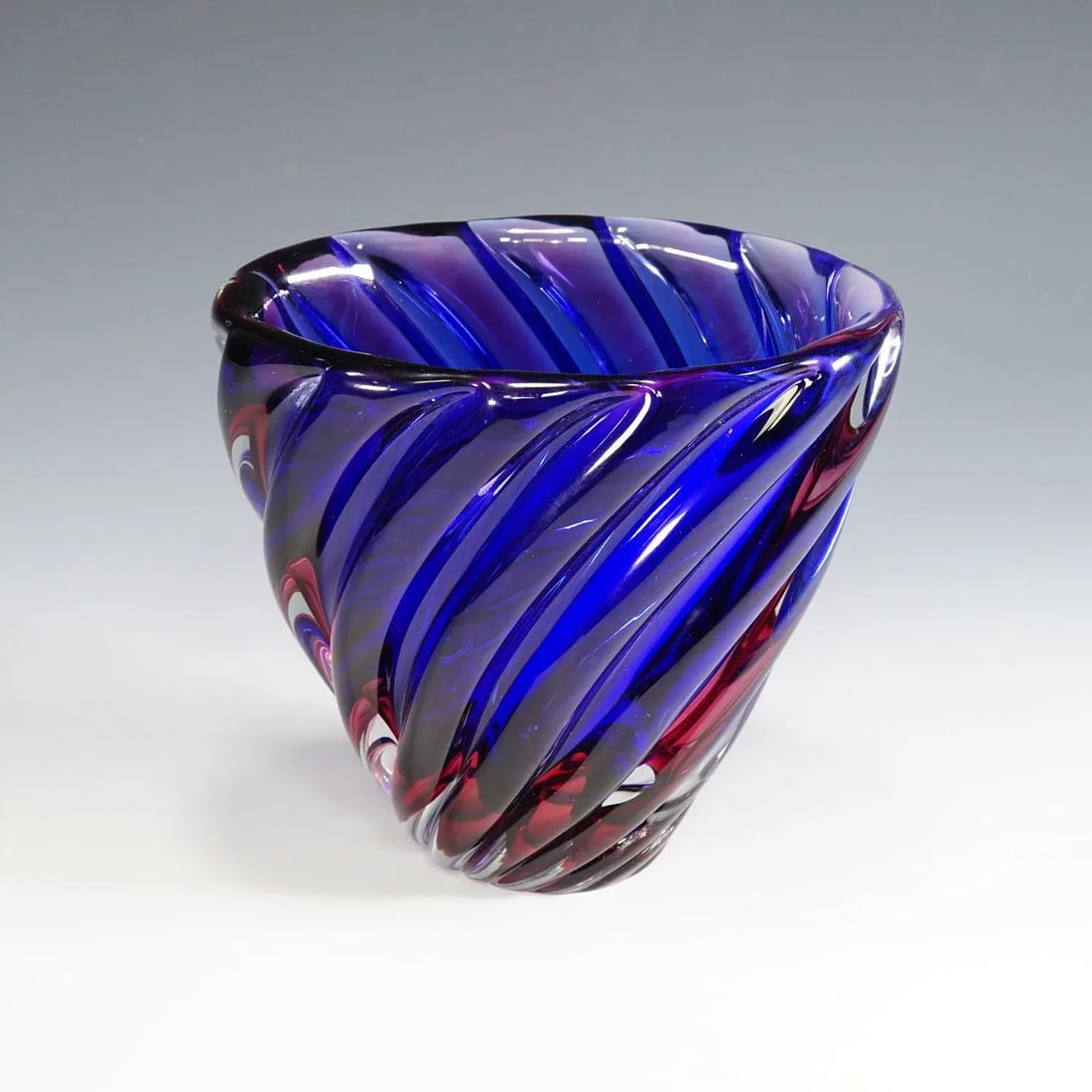 Archimede Seguso Murano Ribbed Sommerso Vase 1950s - 8