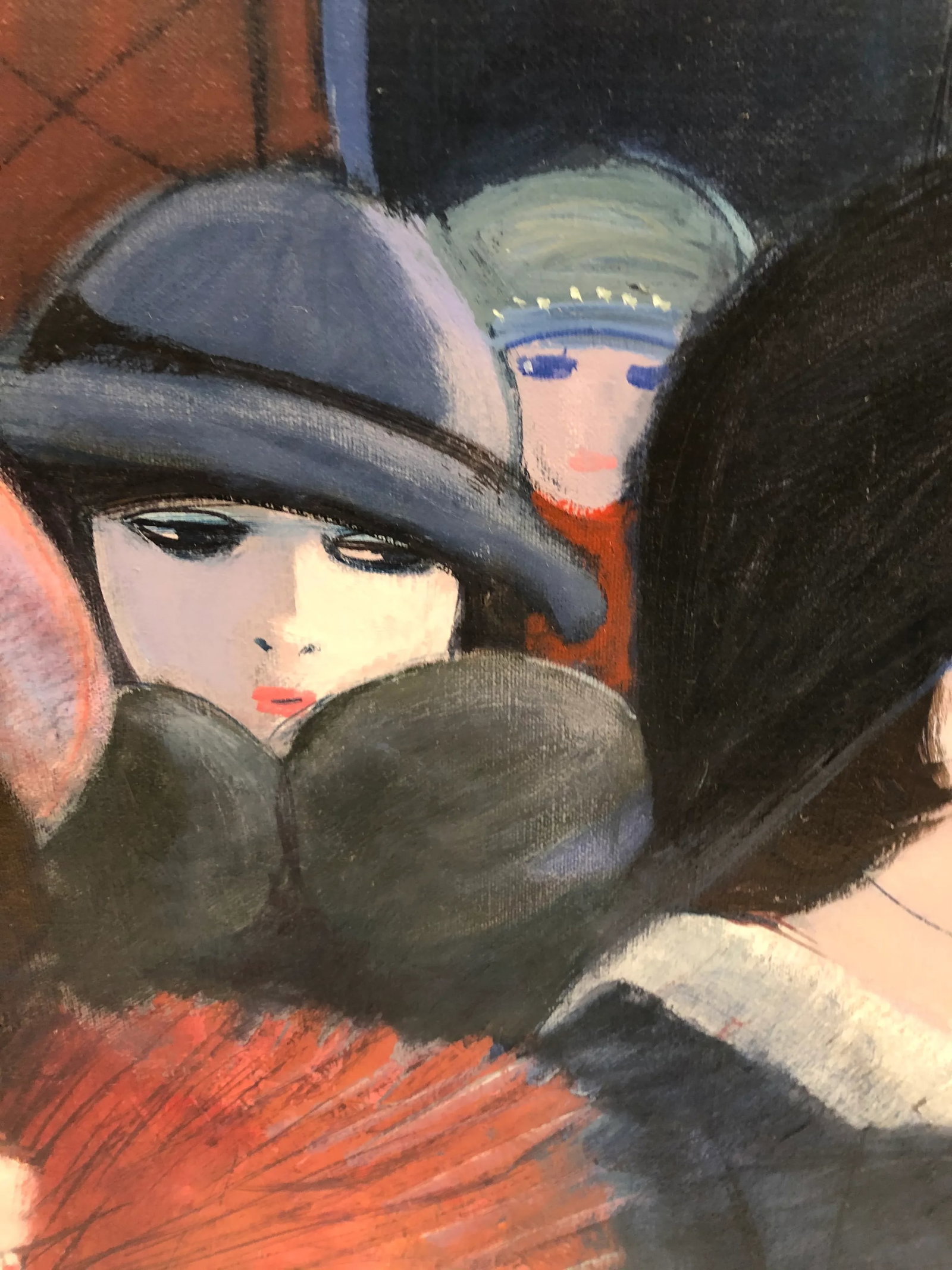 Painting by Charles Levier of Fashionable French Women in Hats - 3