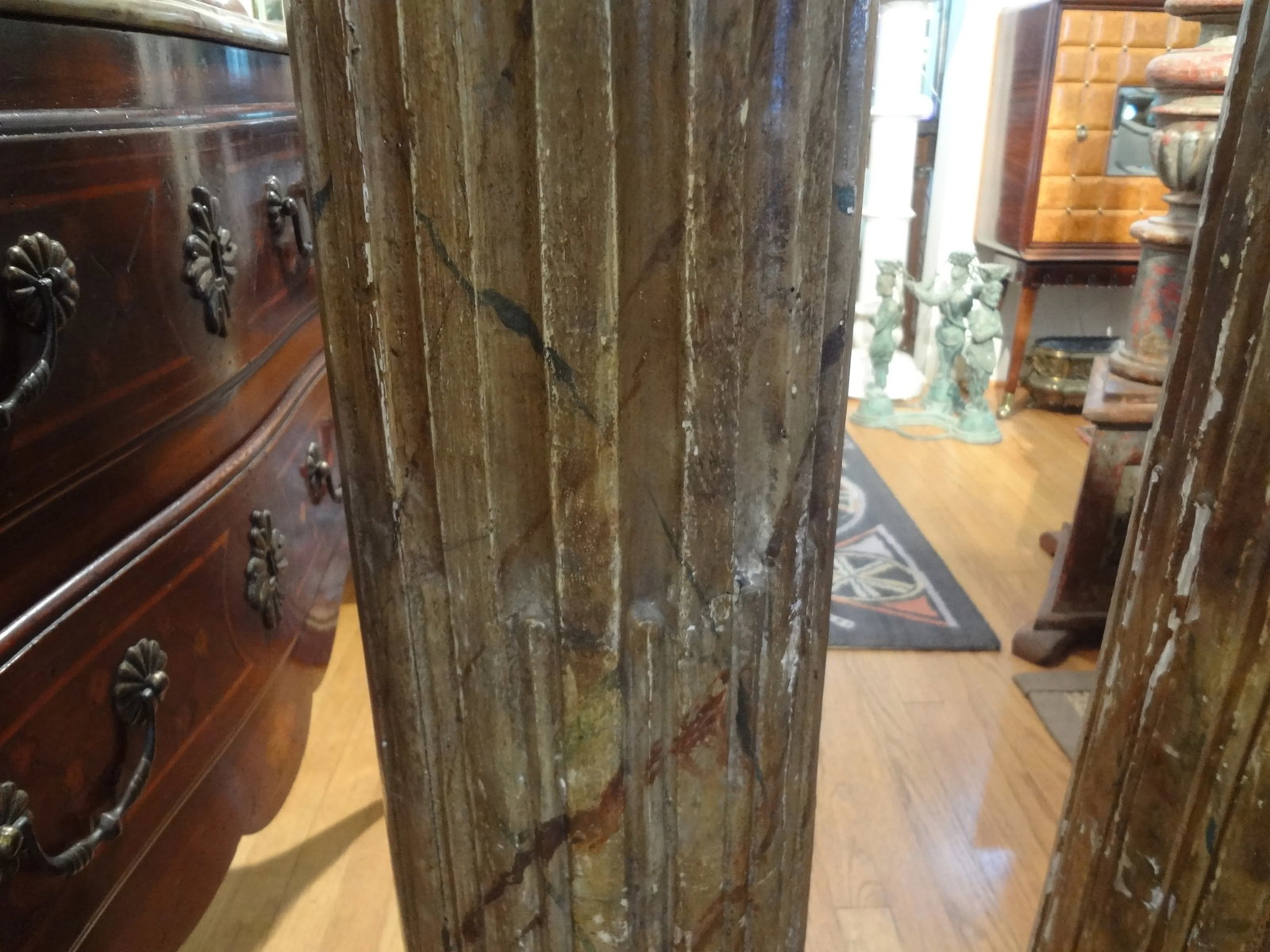 Pair of 18th Century French Louis XVI Carved Wood Fluted Column Pedestals - 4