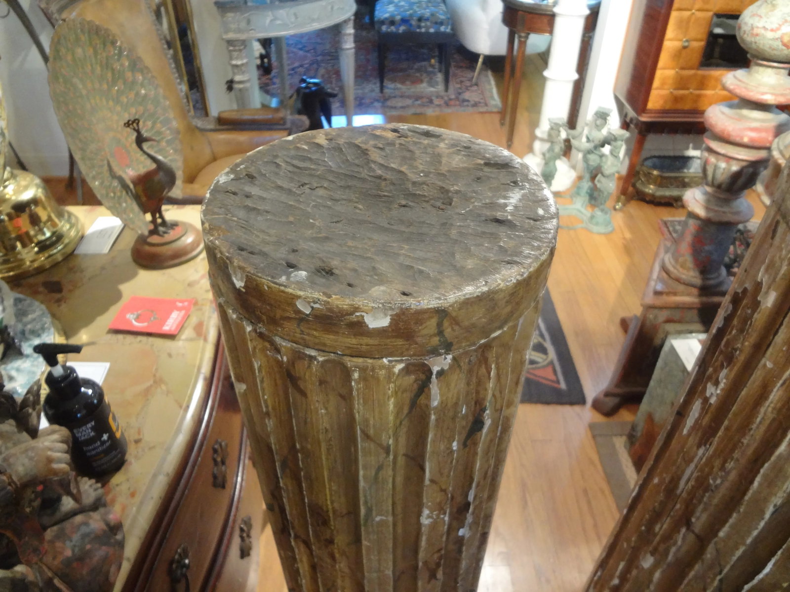 Pair of 18th Century French Louis XVI Carved Wood Fluted Column Pedestals - 5