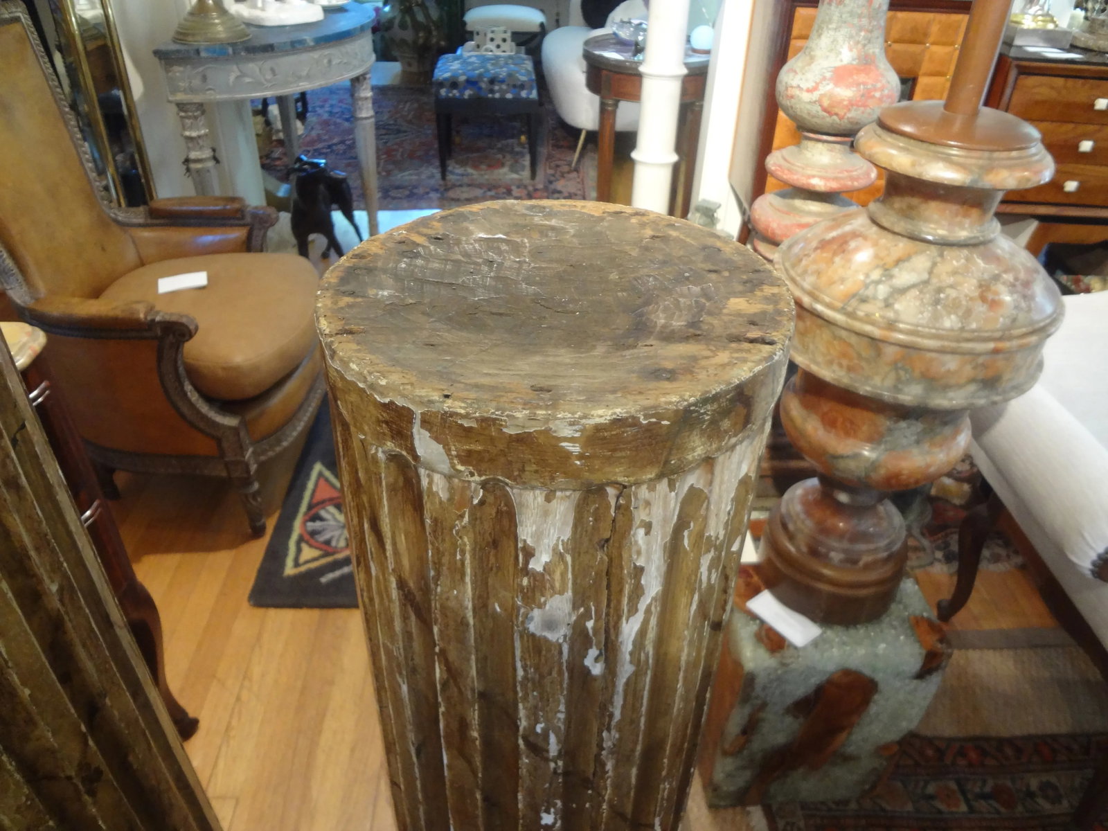 Pair of 18th Century French Louis XVI Carved Wood Fluted Column Pedestals - 6