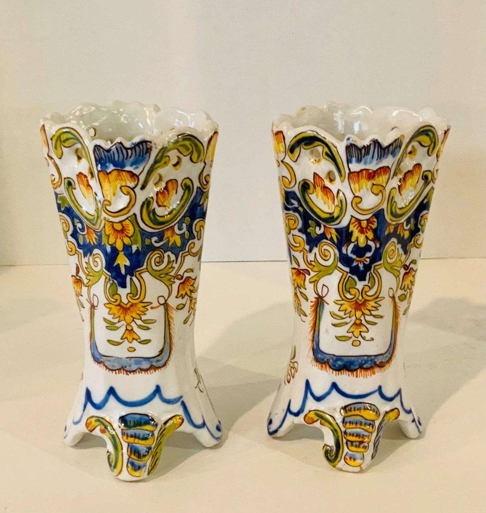 French Rouen Vases, 19th Century - Pair - 3
