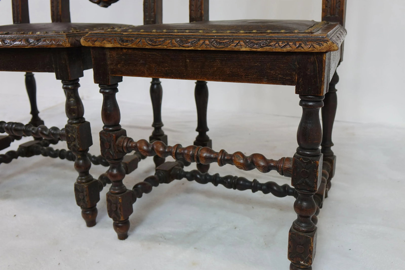 19th Century Tall Decoratively Carved Chairs 3 Piece Set - 6