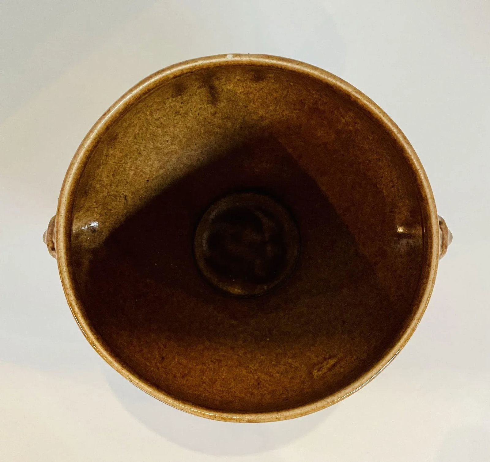 Mid Century Pottery Urn With Metal Accents - 5