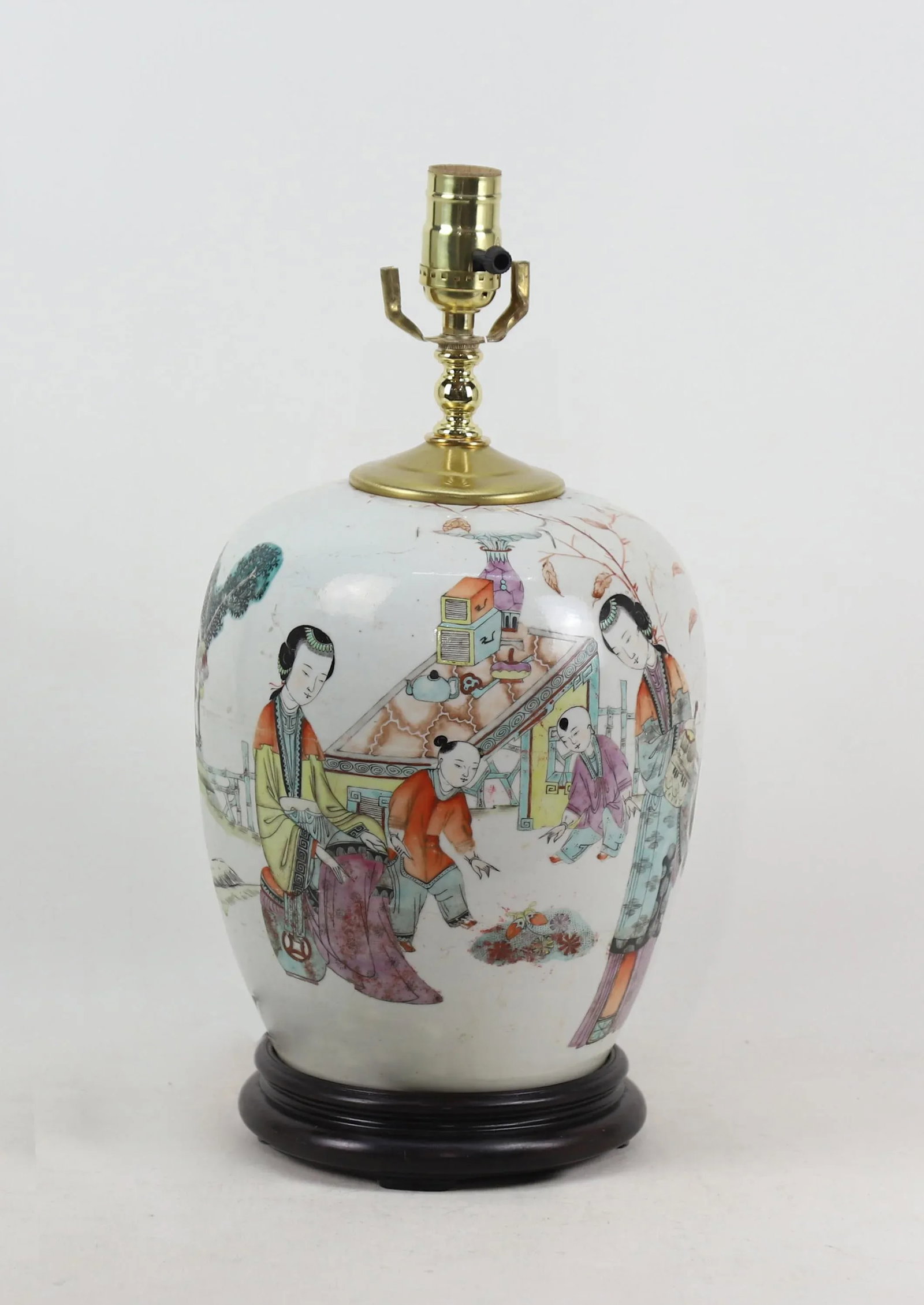 Chinese Antique Famille Rose Porcelain Vase Table Lamp - 11