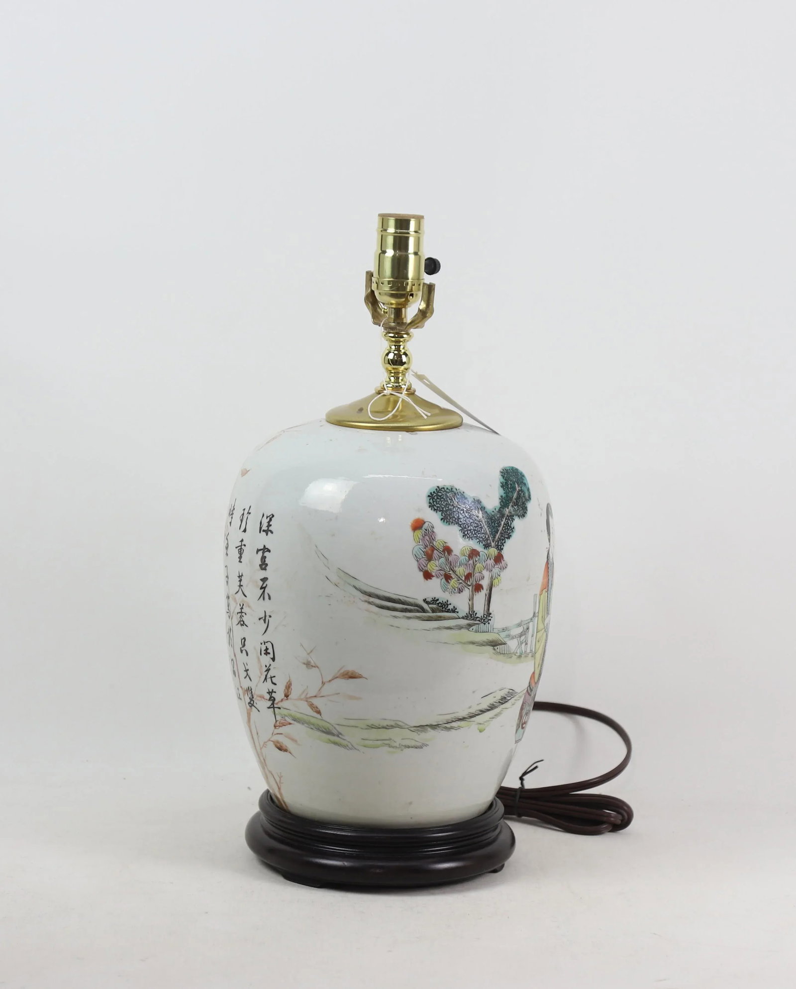 Chinese Antique Famille Rose Porcelain Vase Table Lamp - 6