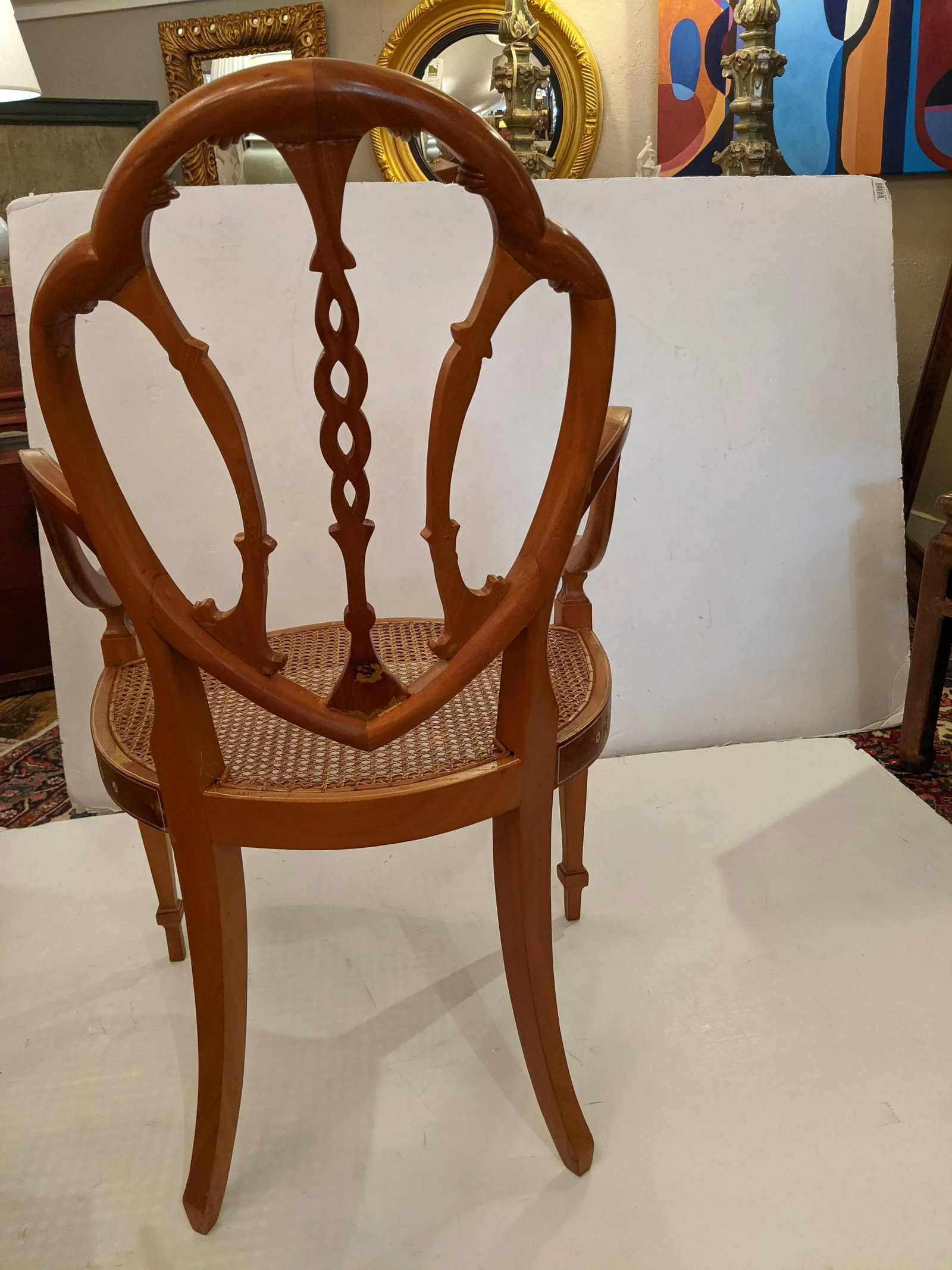 Adams Style Armchairs With Caned Seats -A Pair - 10