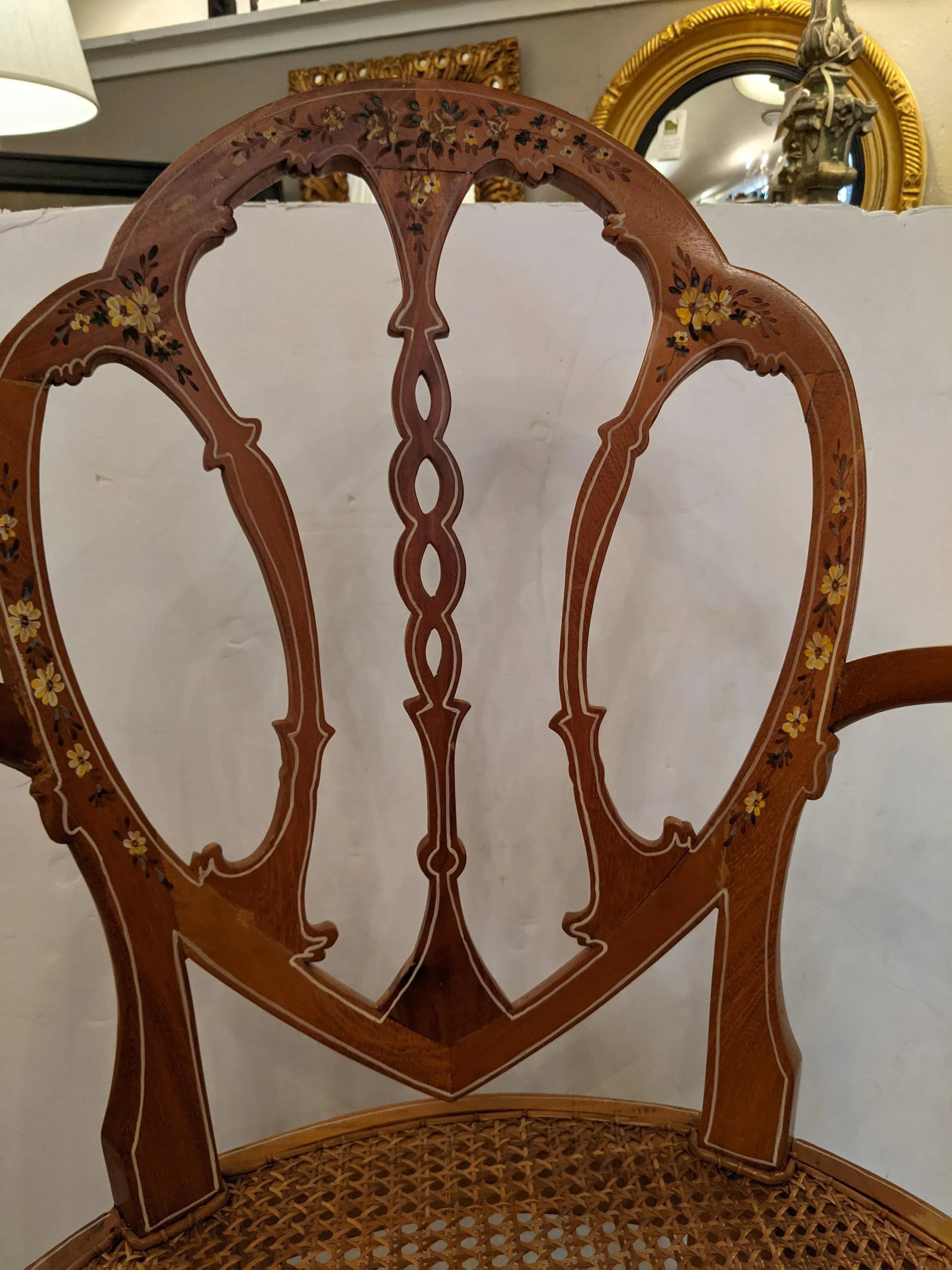 Adams Style Armchairs With Caned Seats -A Pair - 2