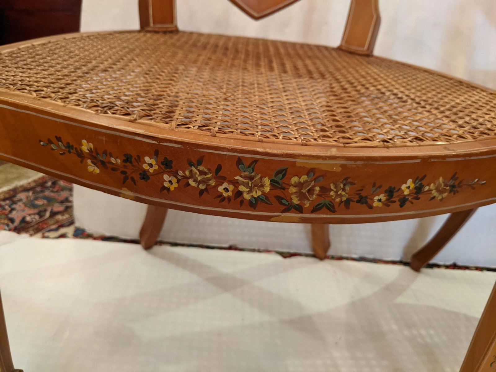 Adams Style Armchairs With Caned Seats -A Pair - 5