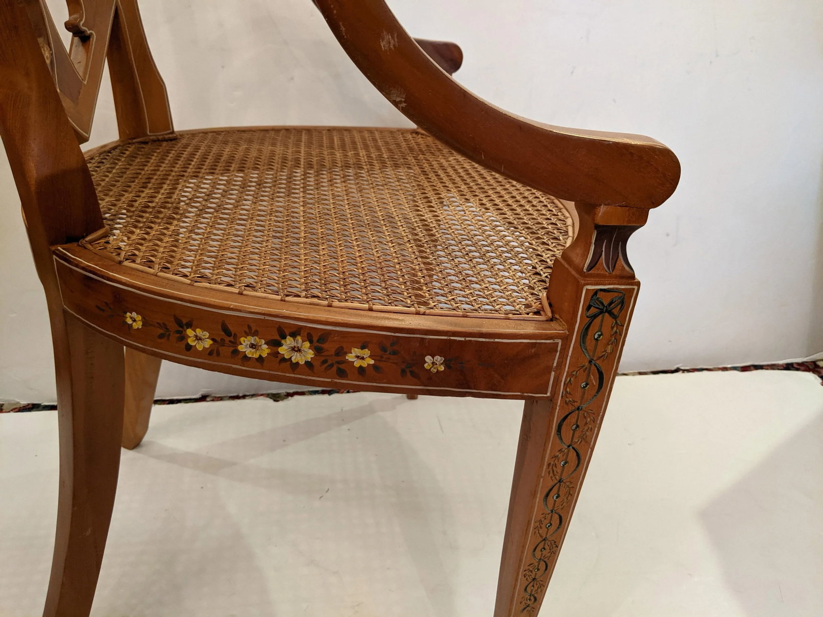 Adams Style Armchairs With Caned Seats -A Pair - 8