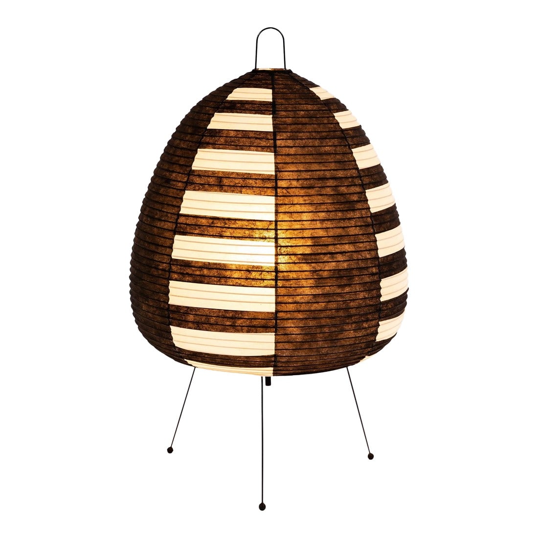 Akari Model 1as Light Sculpture by Isamu Noguchi: Akari model 1AS light sculpture by Isamu Noguchi. The shade is made from handmade washi paper and bamboo ribs with original Noguchi Akari manufacturer's stamp. Akari light sculptures by Isamu Noguchi 