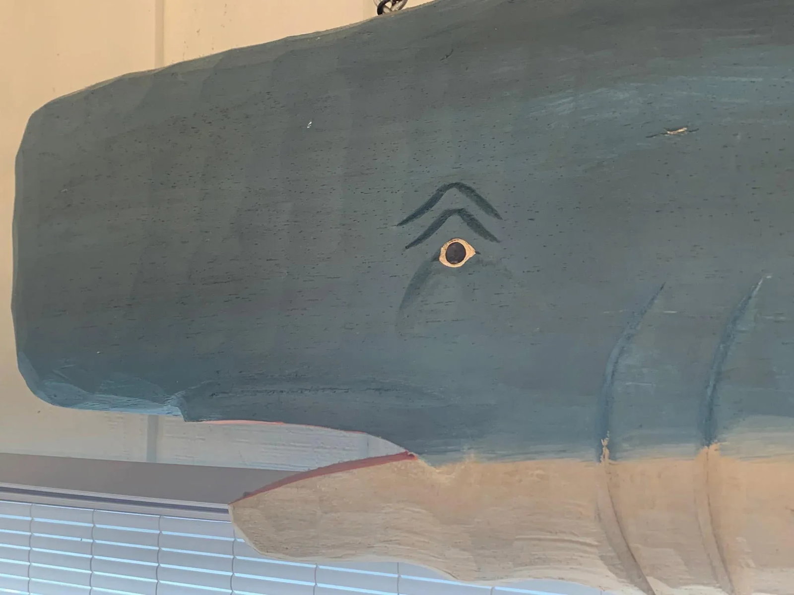 Carved Painted Wood Whale Wall Sculpture - 2