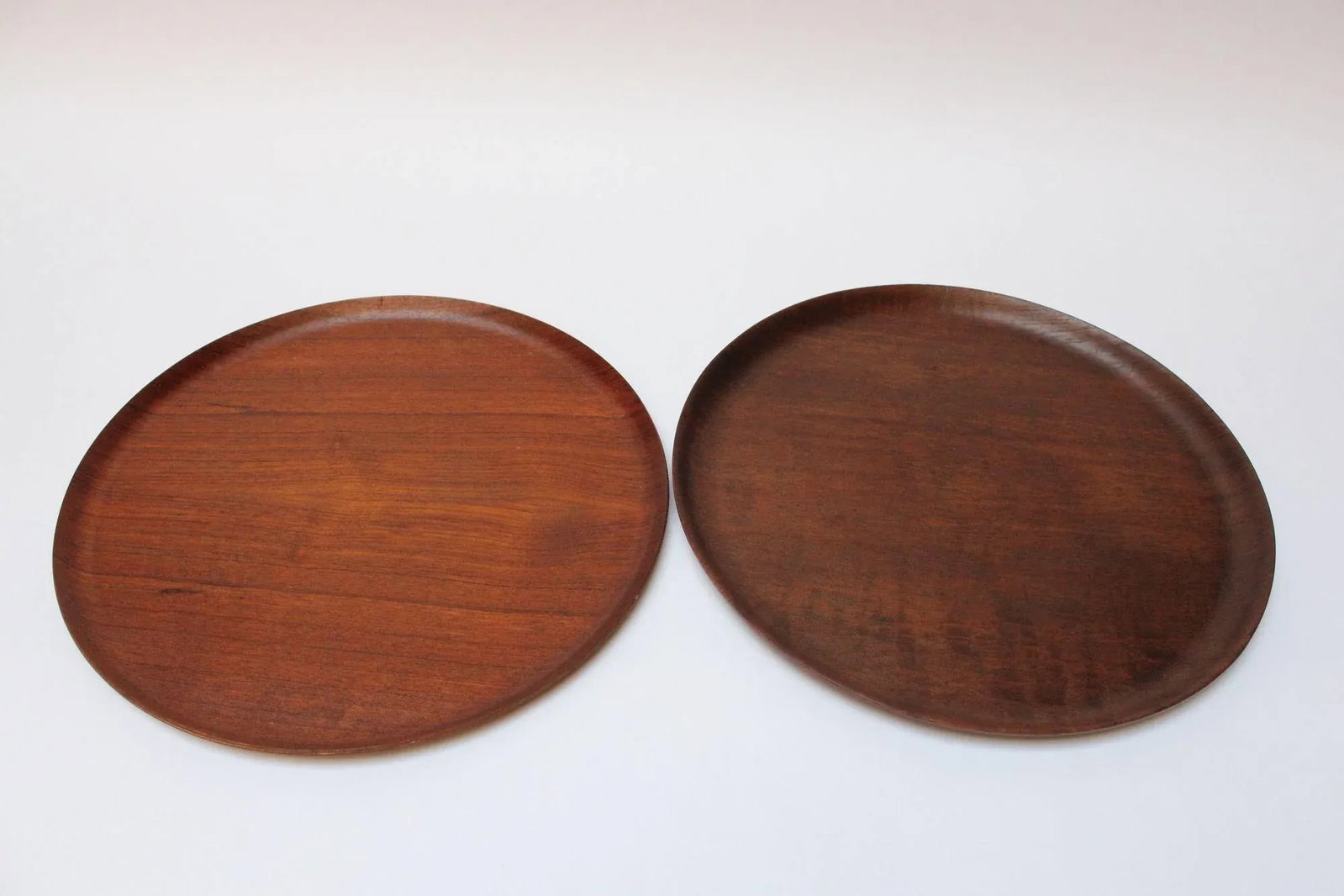 Collection of Four Large Swedish Modern Round Teak Trays - 2
