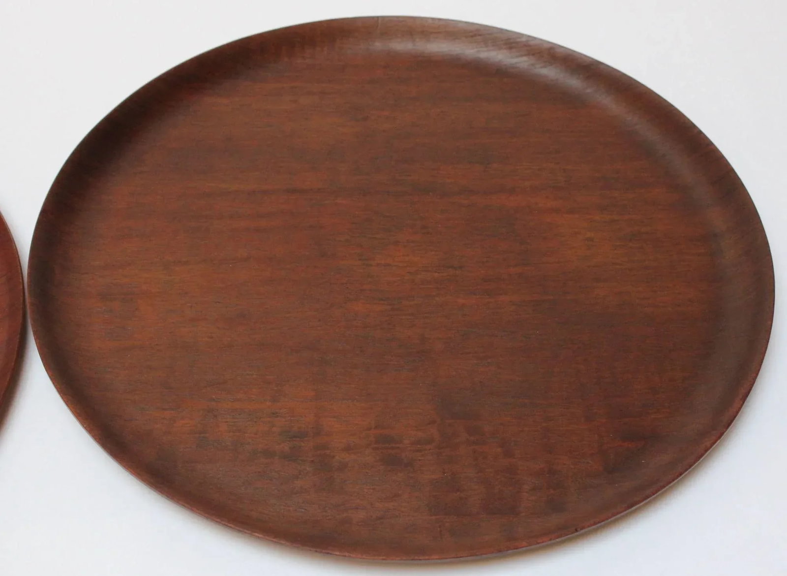 Collection of Four Large Swedish Modern Round Teak Trays - 4