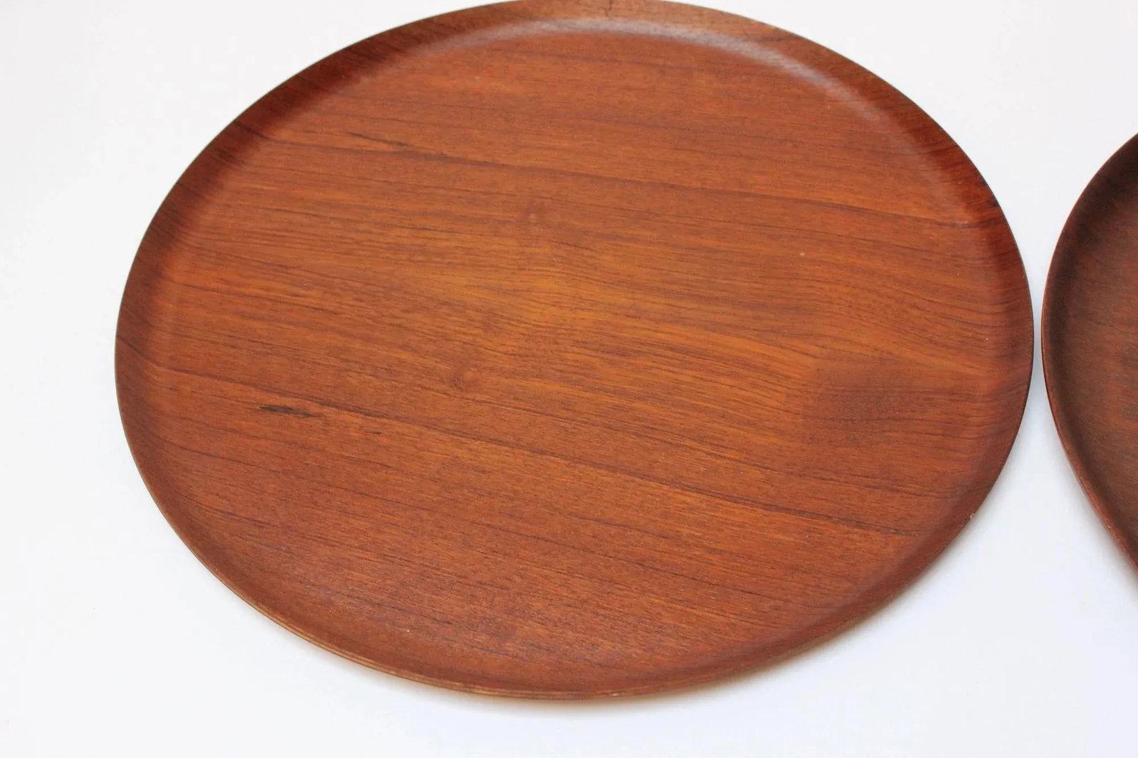 Collection of Four Large Swedish Modern Round Teak Trays - 5