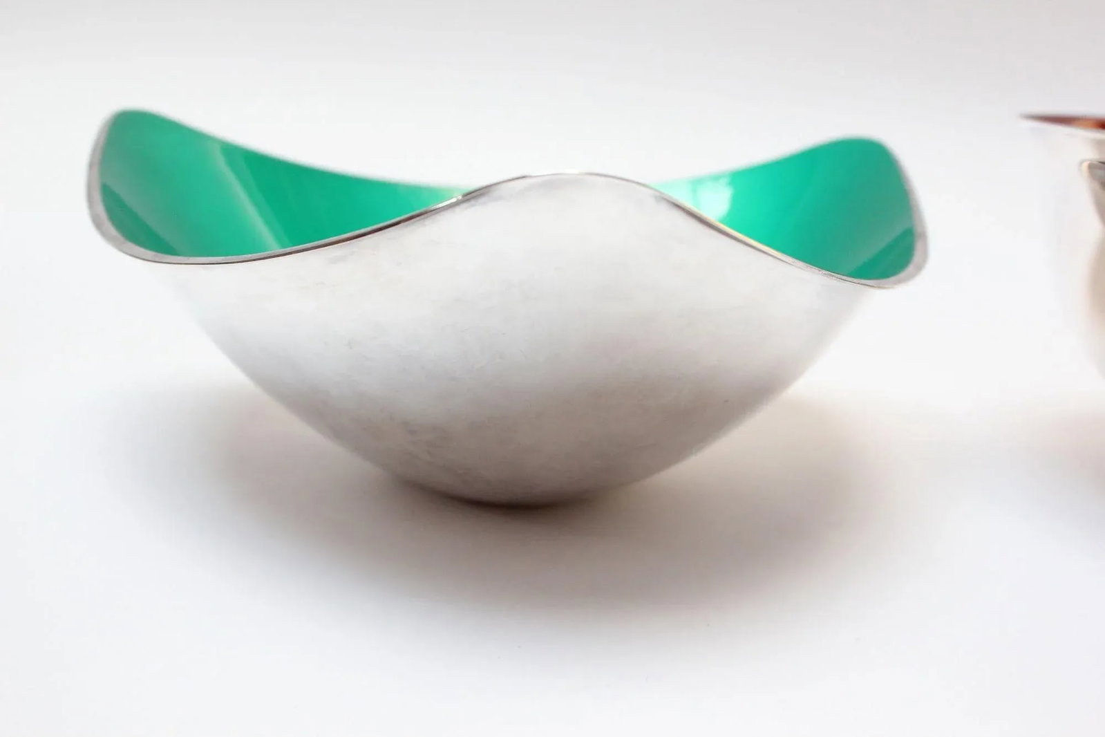 Set of Two Mid-Century Reed and Barton "Color Clad" Green and Ruby Red Silver-Plated Bowls - 10
