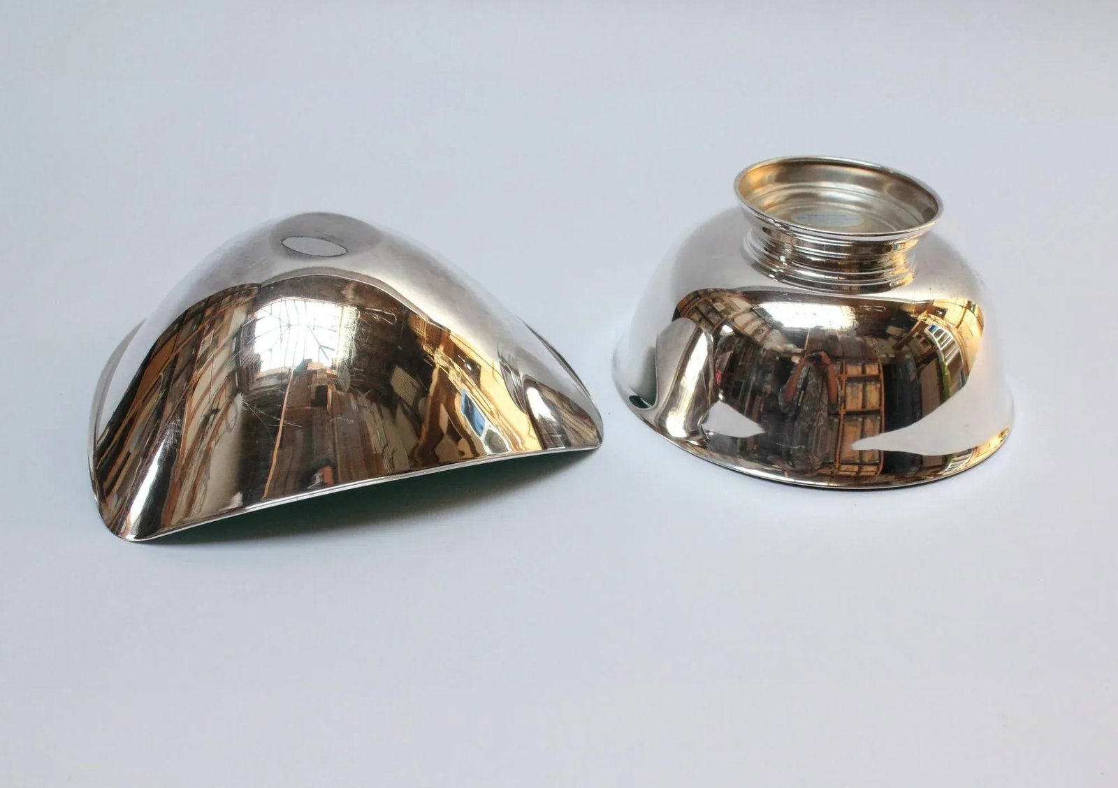Set of Two Mid-Century Reed and Barton "Color Clad" Green and Ruby Red Silver-Plated Bowls - 6