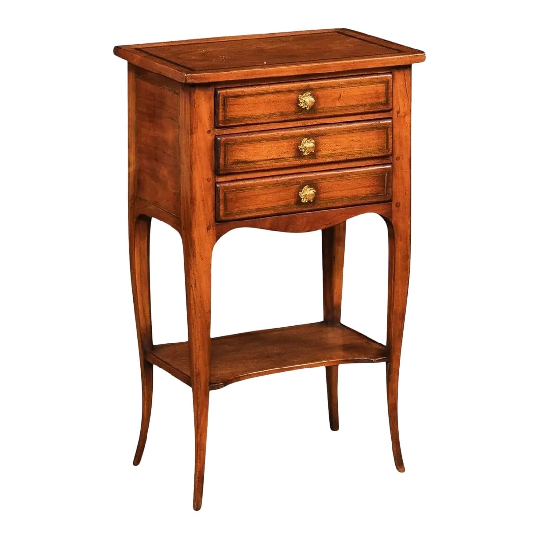 French Louis XV Style Table Chiffonnière with Three Small Drawers and Low Shelf (1 of 13)