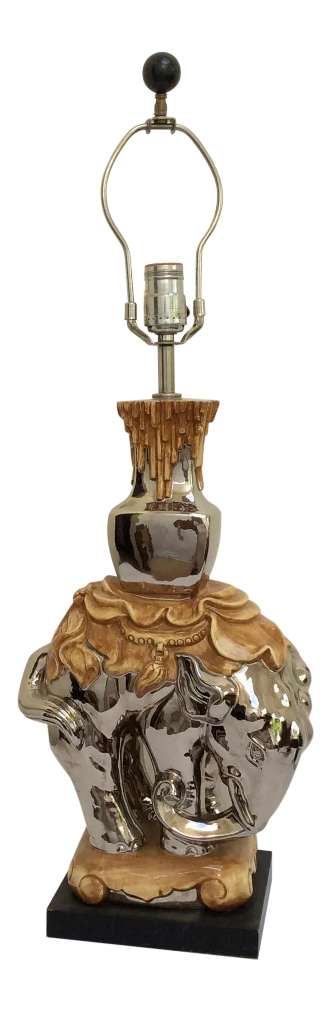 Mercury Style Finish Ceramic Elephant Lamp: Mercury style finish ceramic elephant lamp. Condition: Alterations: Original Condition Unaltered Imperfections: Some Imperfections Condition Notes: Excellent - Minor wear consistent with age and
