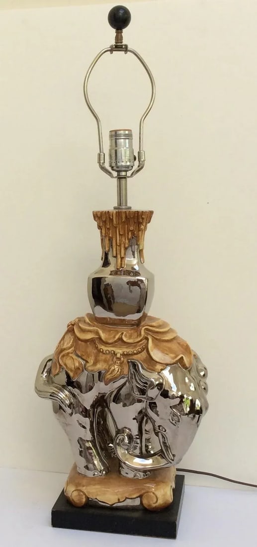 Mercury Style Finish Ceramic Elephant Lamp - 2