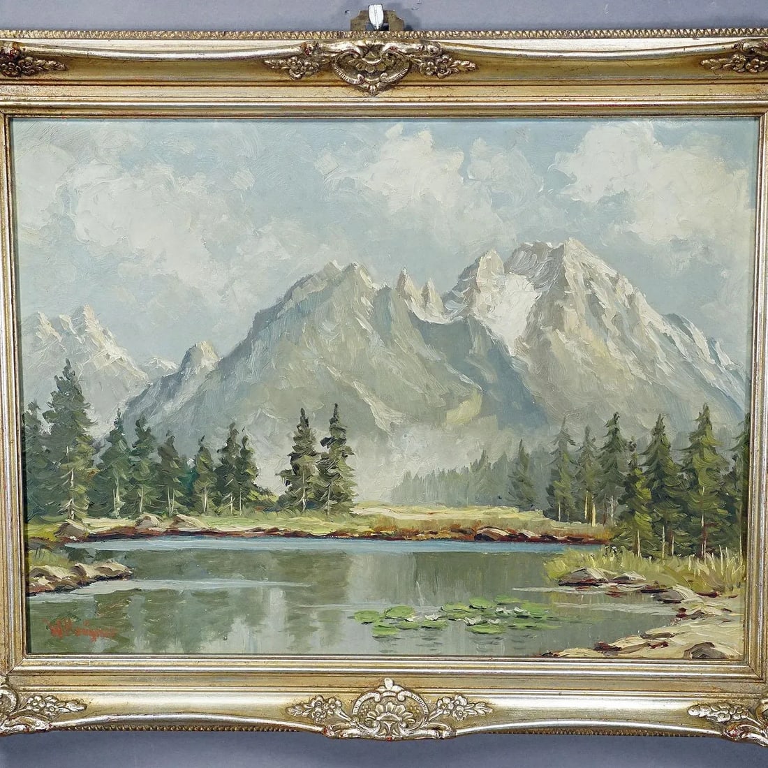 W. Kruegner- Summerly High Mountain Landscape With Alpine Lake and Watzmann - 3