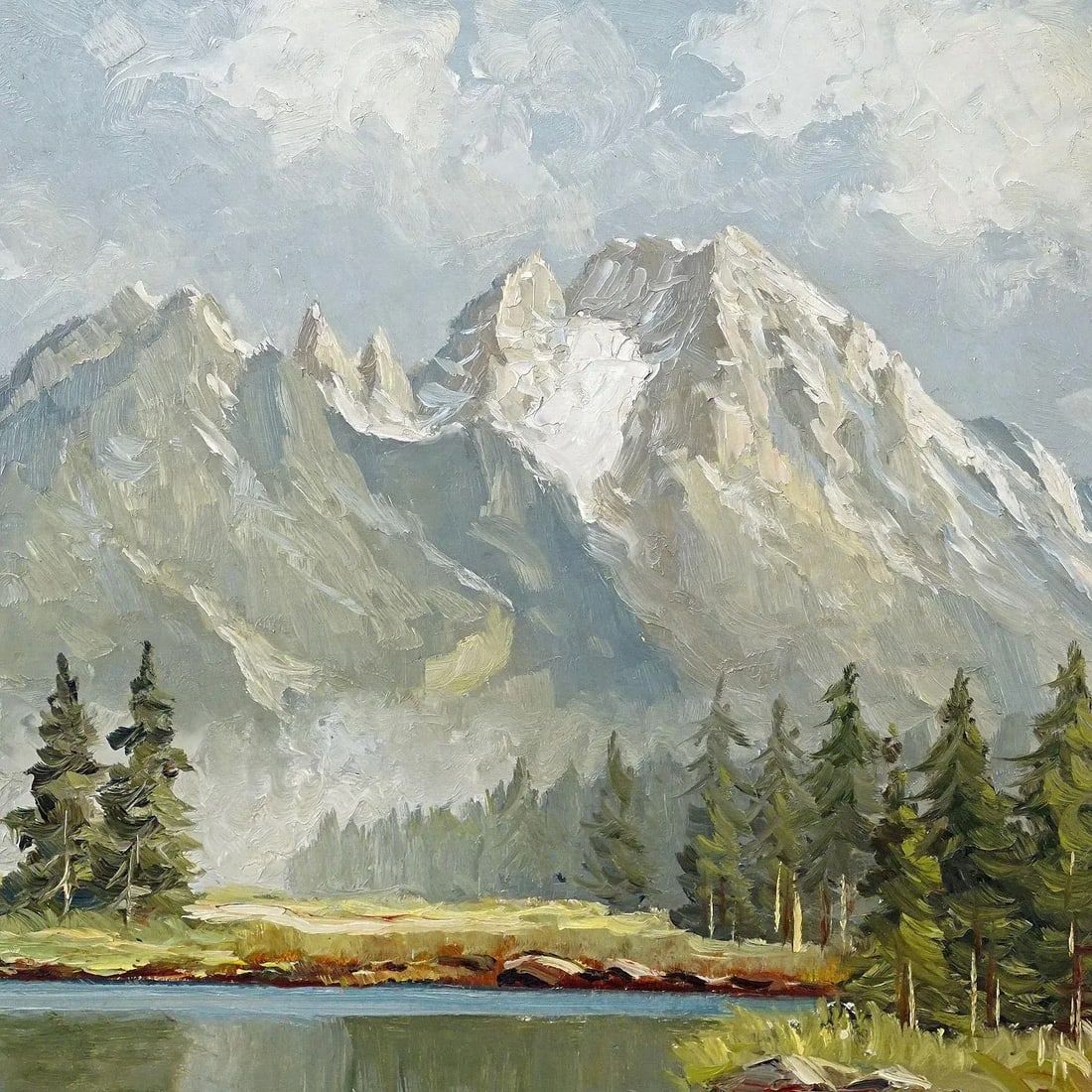 W. Kruegner- Summerly High Mountain Landscape With Alpine Lake and Watzmann - 4