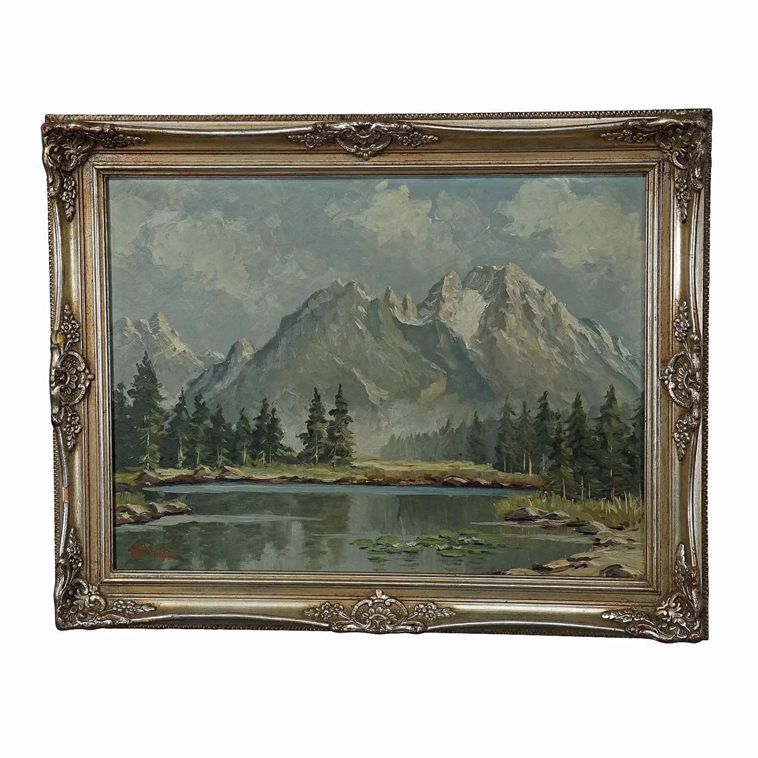 W. Kruegner- Summerly High Mountain Landscape With Alpine Lake and Watzmann - 8