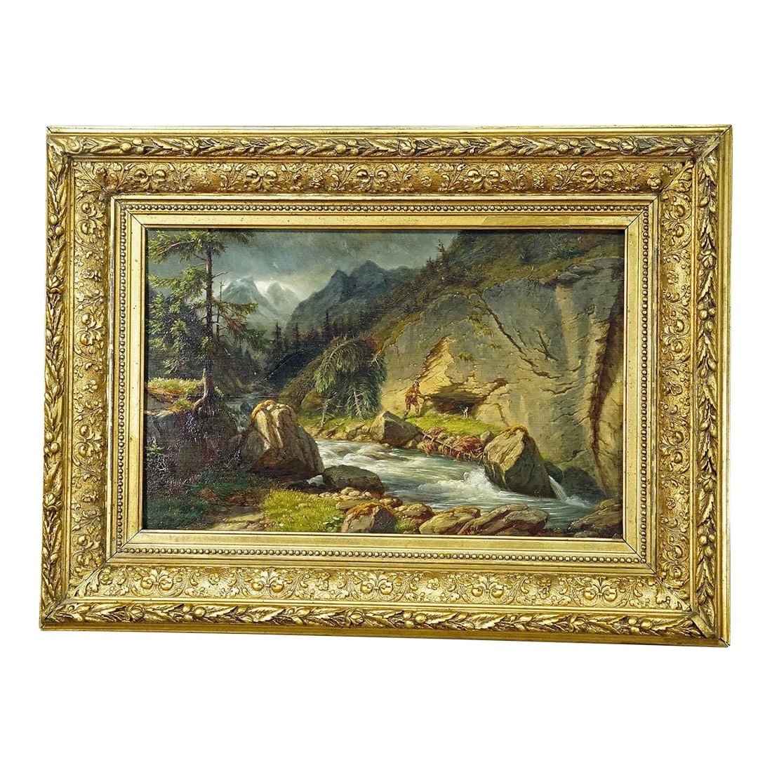 Carl Euler - Bear Hunt in the Zillerthaler Alps, Oil Painting on Wooden Board 1889 (1 of 10)