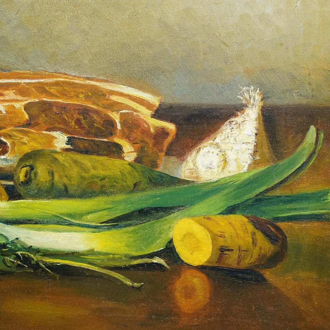 Still Life With Meat and Vegetables, Oil Painting on Canvas, Germany 1909 - 2