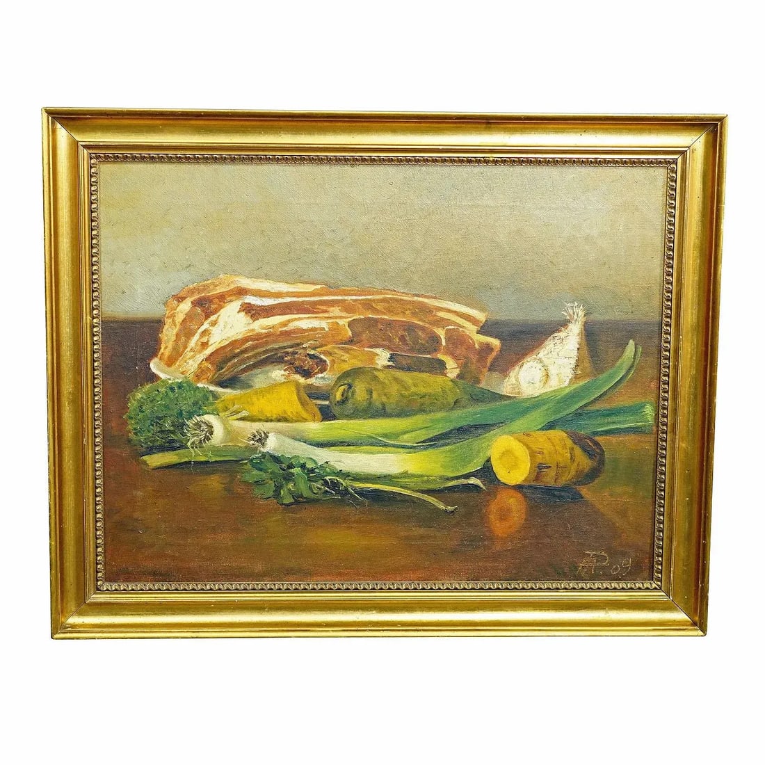 Still Life With Meat and Vegetables, Oil Painting on Canvas, Germany 1909 - 6