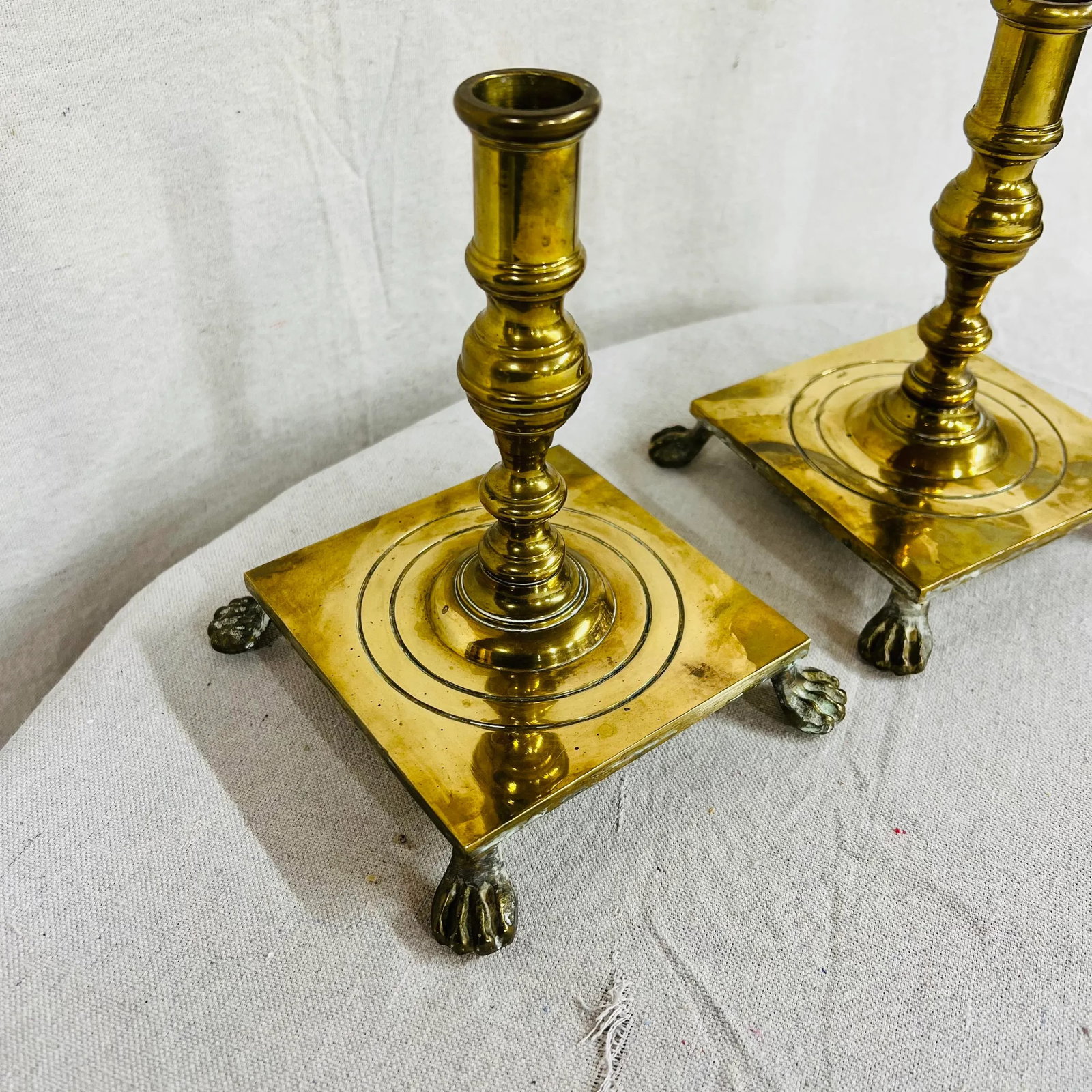 Maitland-Smith Brass Footed Candle Holders - a Pair - 3