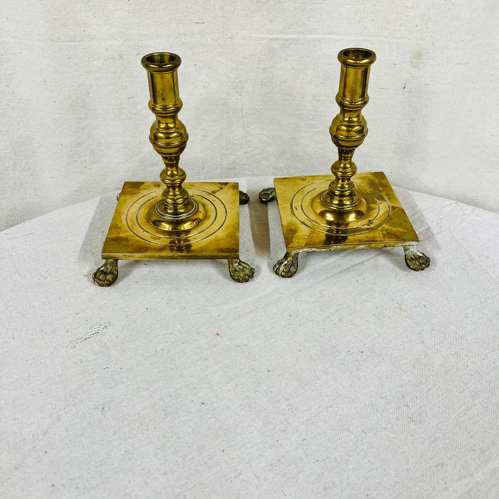 Maitland-Smith Brass Footed Candle Holders - a Pair - 4