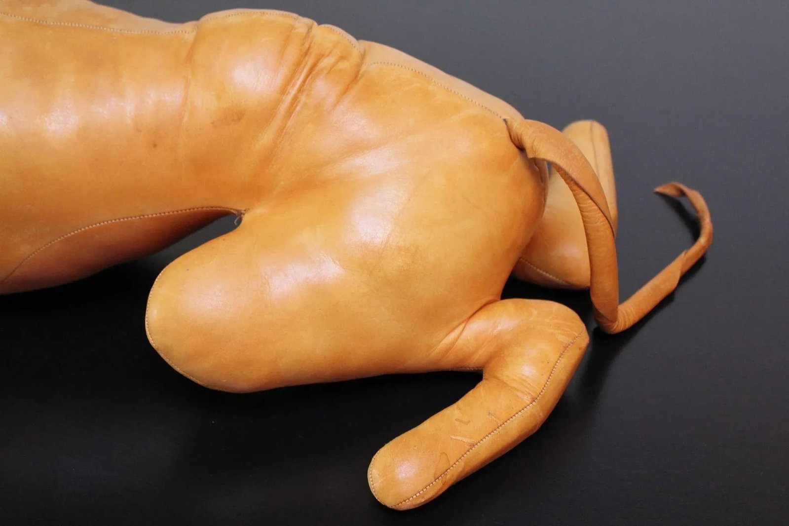 Vintage Hand-Stitched Leather Dog Sculpture - 11