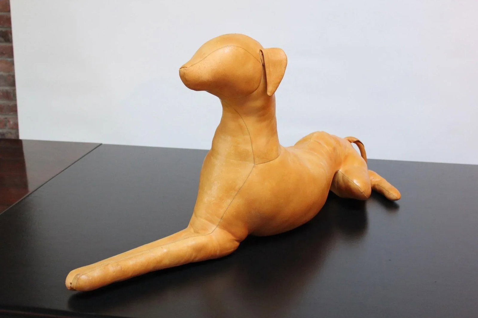 Vintage Hand-Stitched Leather Dog Sculpture - 13