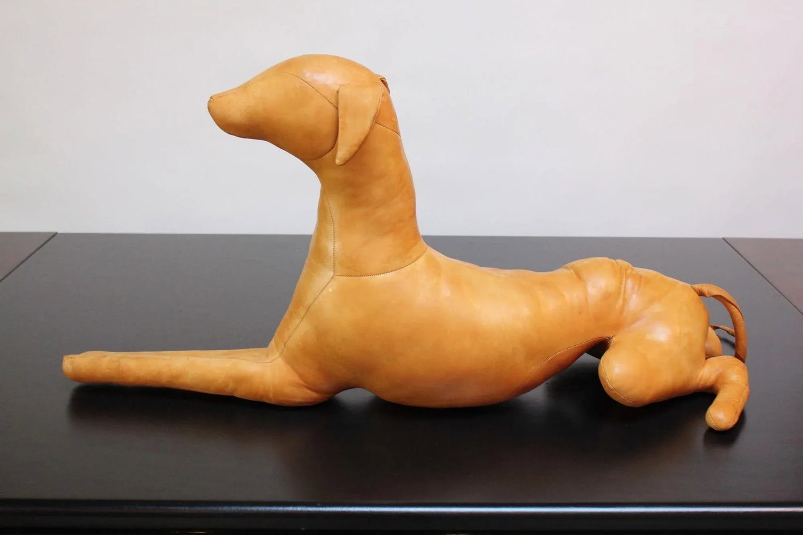 Vintage Hand-Stitched Leather Dog Sculpture - 2