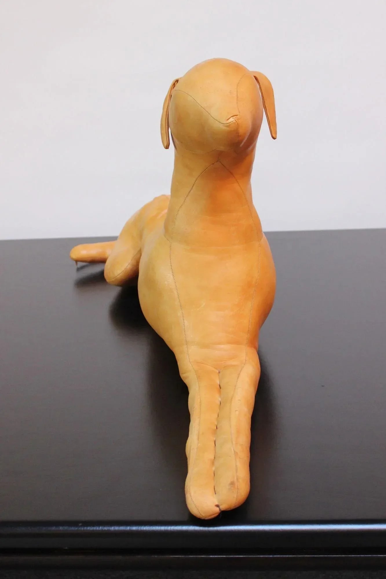 Vintage Hand-Stitched Leather Dog Sculpture - 3