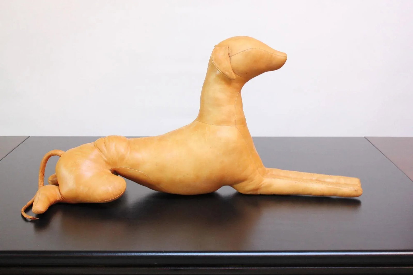 Vintage Hand-Stitched Leather Dog Sculpture - 4