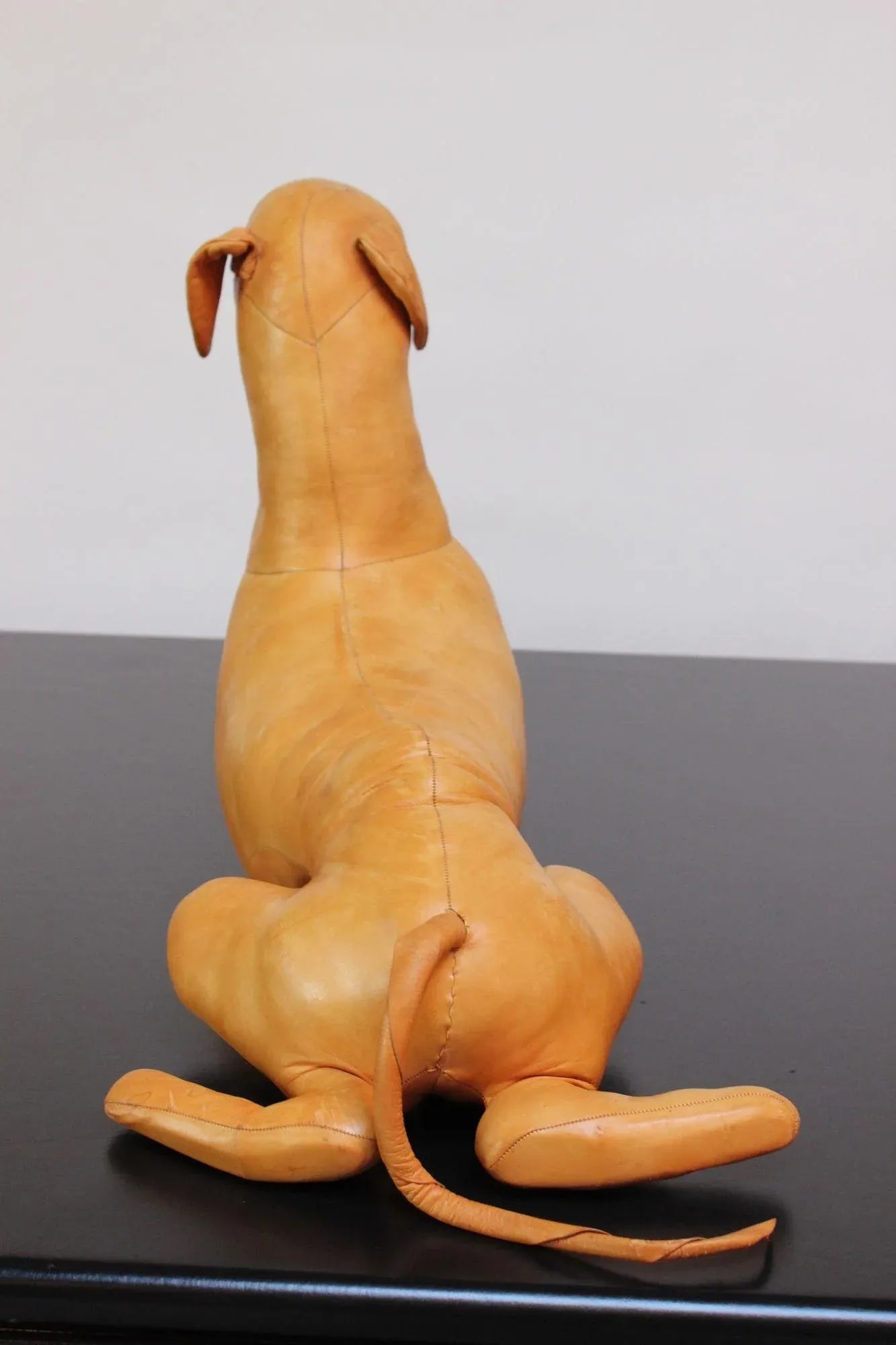 Vintage Hand-Stitched Leather Dog Sculpture - 5