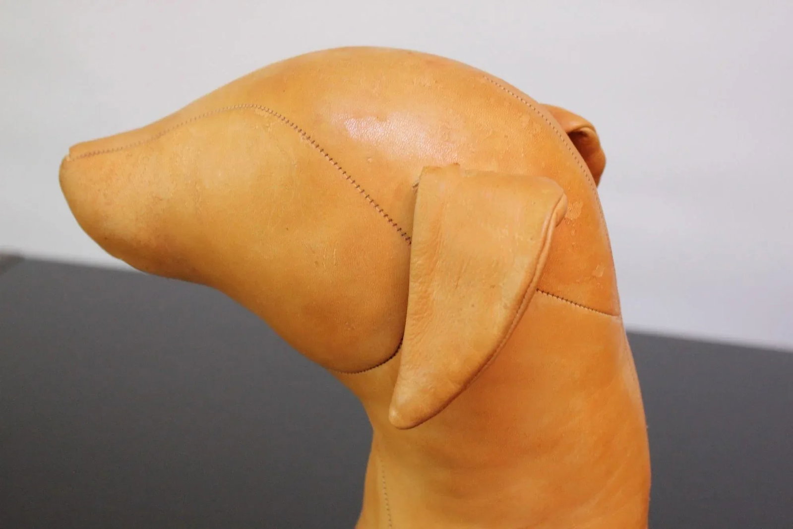 Vintage Hand-Stitched Leather Dog Sculpture - 8