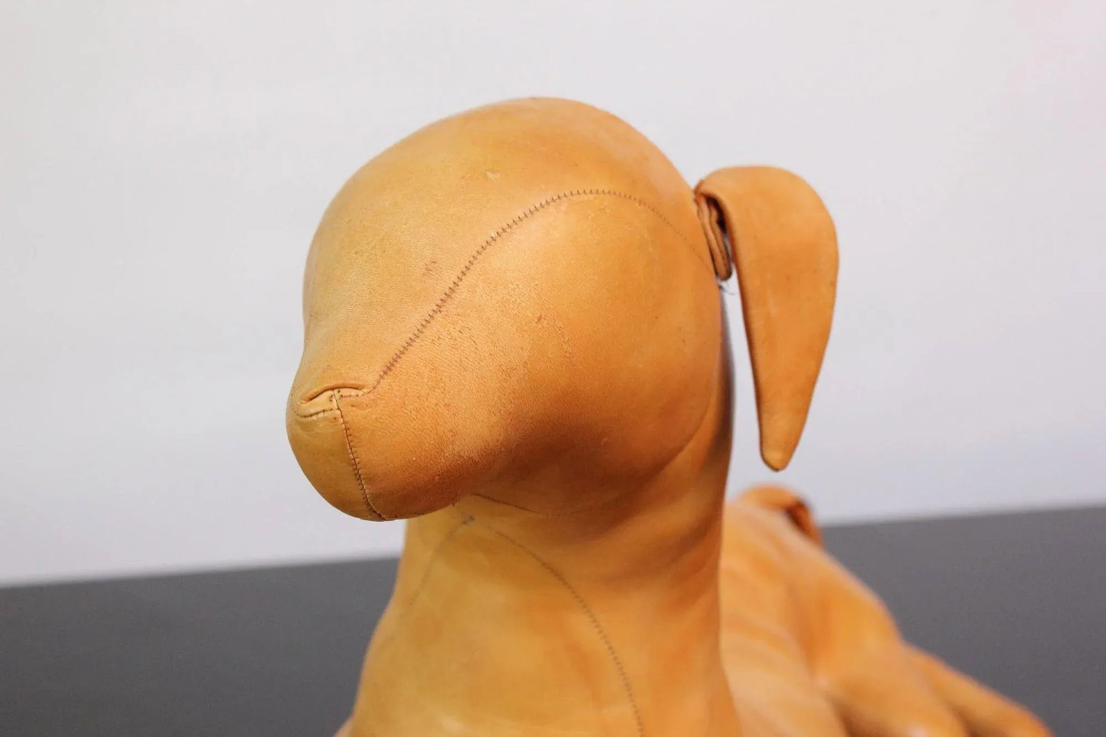 Vintage Hand-Stitched Leather Dog Sculpture - 9