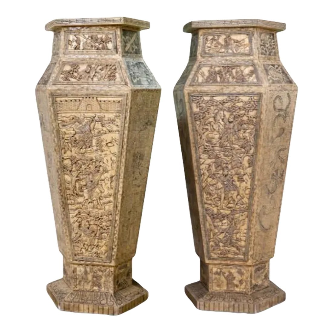 Pair of Monumental Oversized Bone Pedestals With Intricate Detail Design (1 of 8)