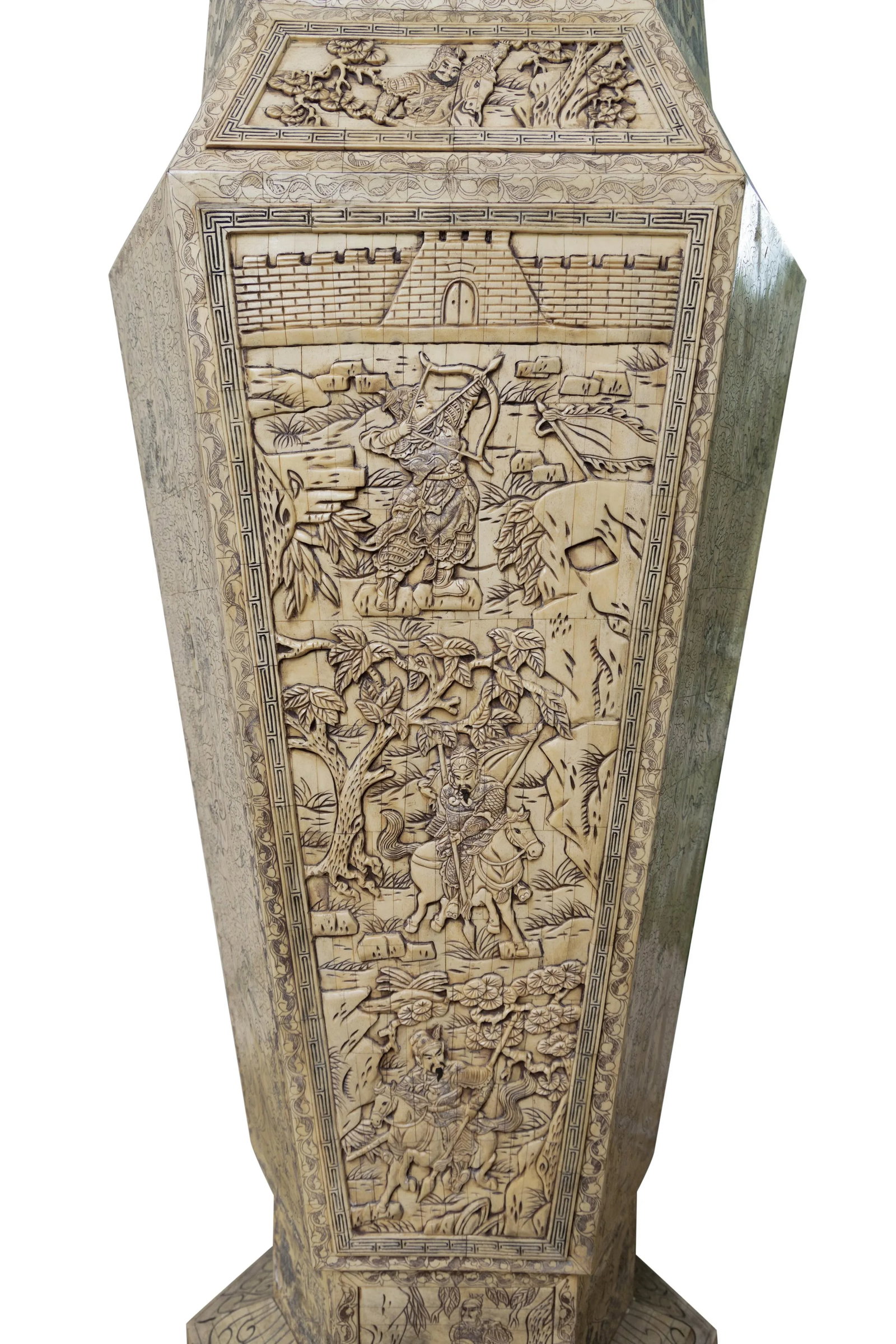 Pair of Monumental Oversized Bone Pedestals With Intricate Detail Design - 2