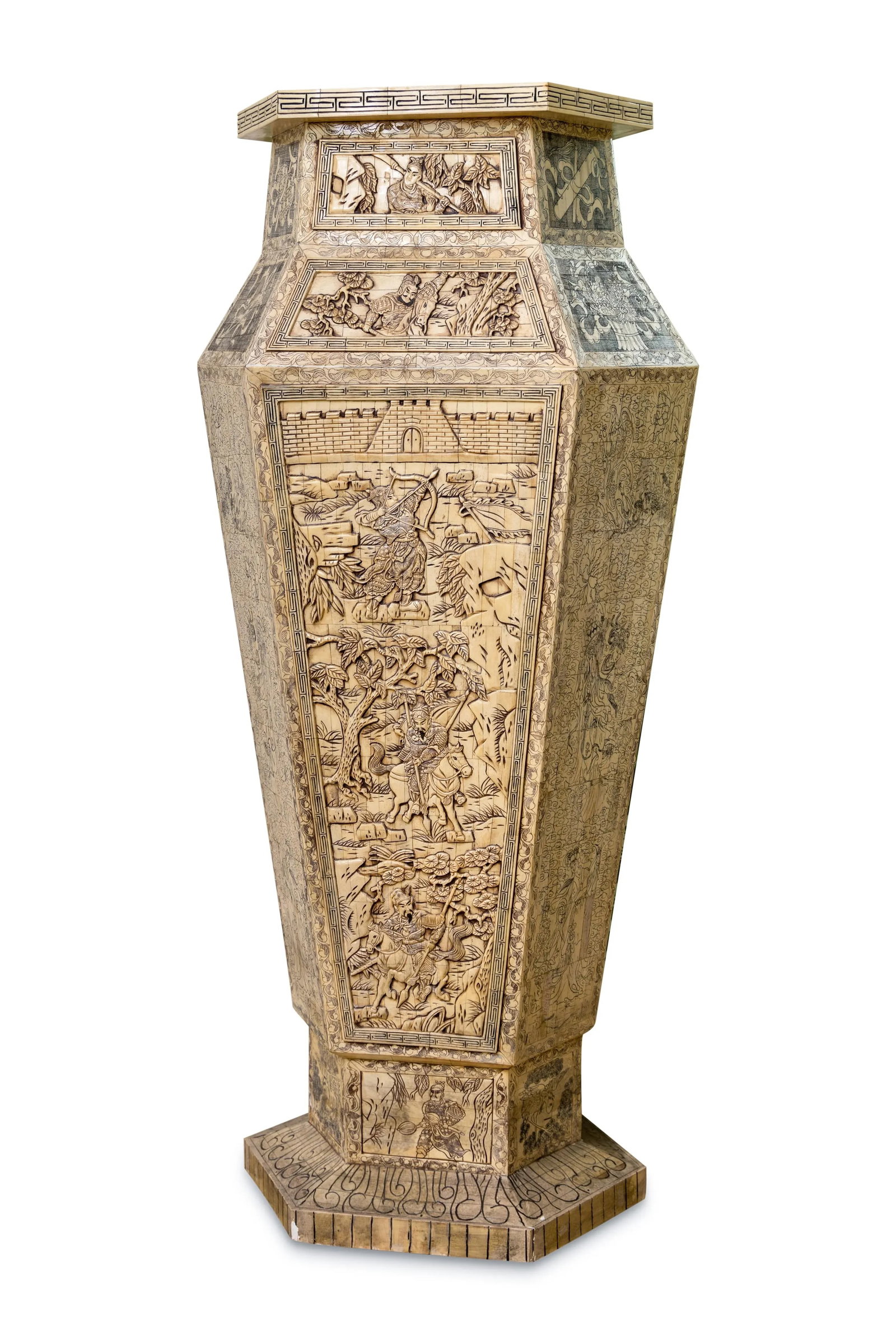 Pair of Monumental Oversized Bone Pedestals With Intricate Detail Design - 4