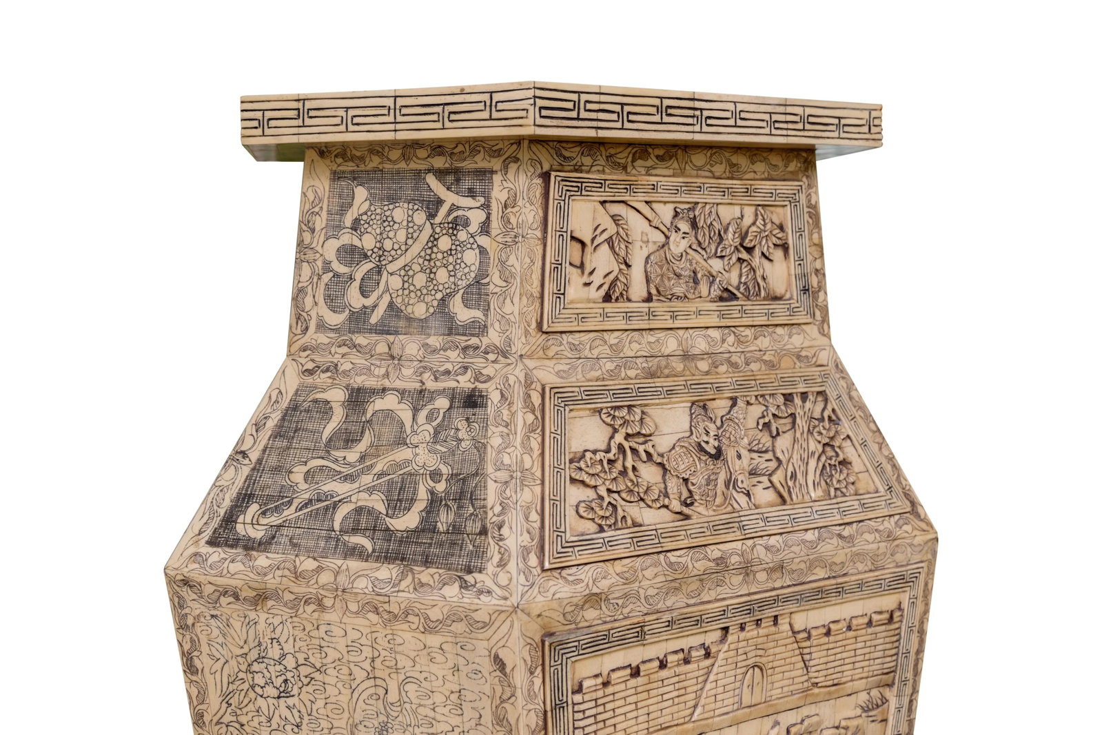 Pair of Monumental Oversized Bone Pedestals With Intricate Detail Design - 7